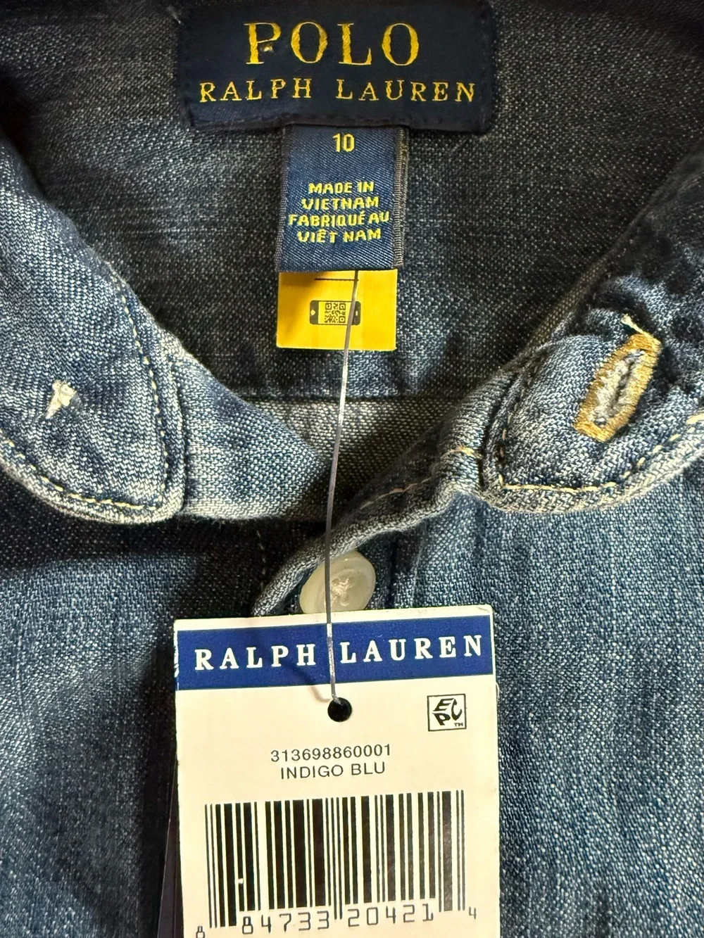 Girl’s Polo Ralph Lauren Blue Denim Belted Shirt Dress Size 10 NEW